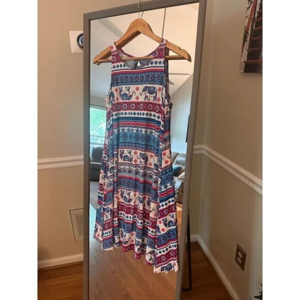 Bobbie Brooks Elephant Print Shift Dress Size Small